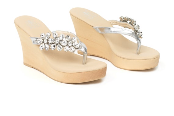 Beach Wedding Shoes Wedding Wedges Bling Shoes by SaviBridal
