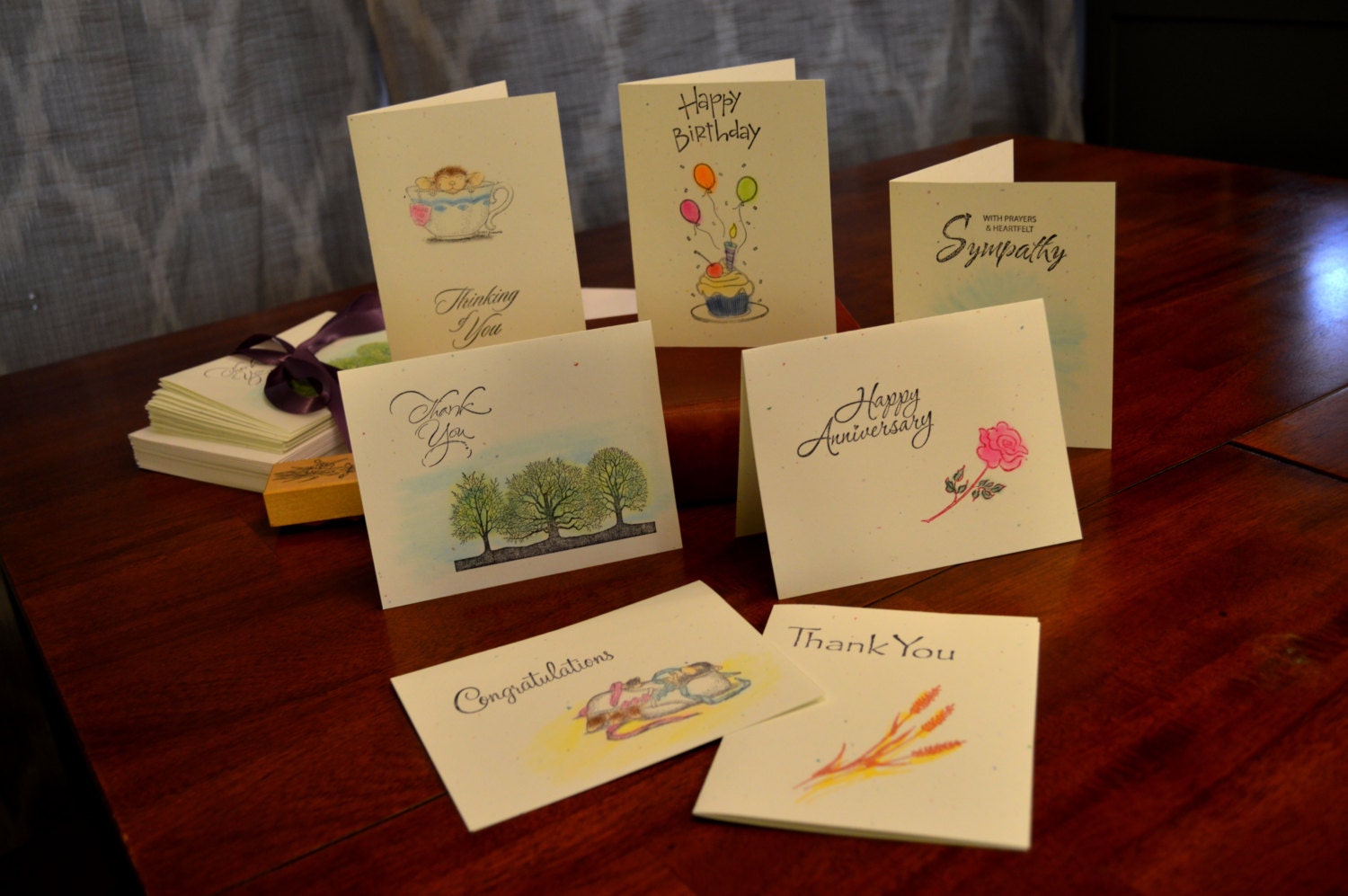 Set of 20 Assorted Greeting Cards by SmilingSalutations on Etsy