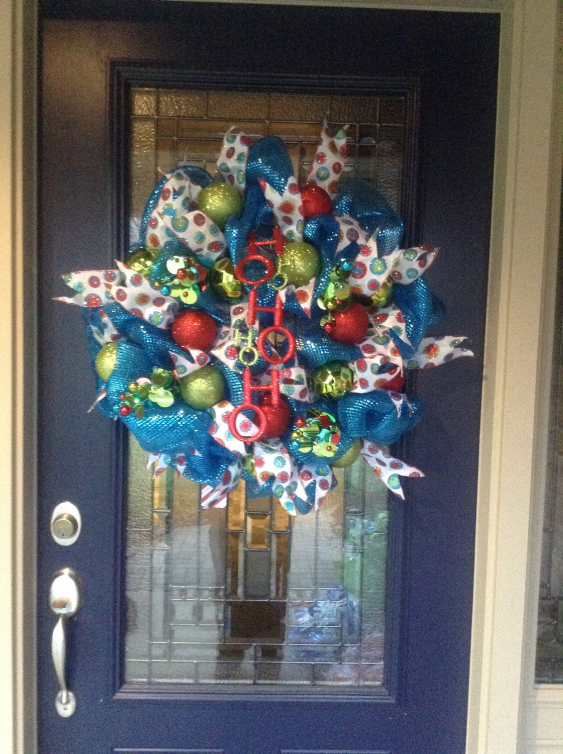 Christmas Blue Deco Mesh Wreath