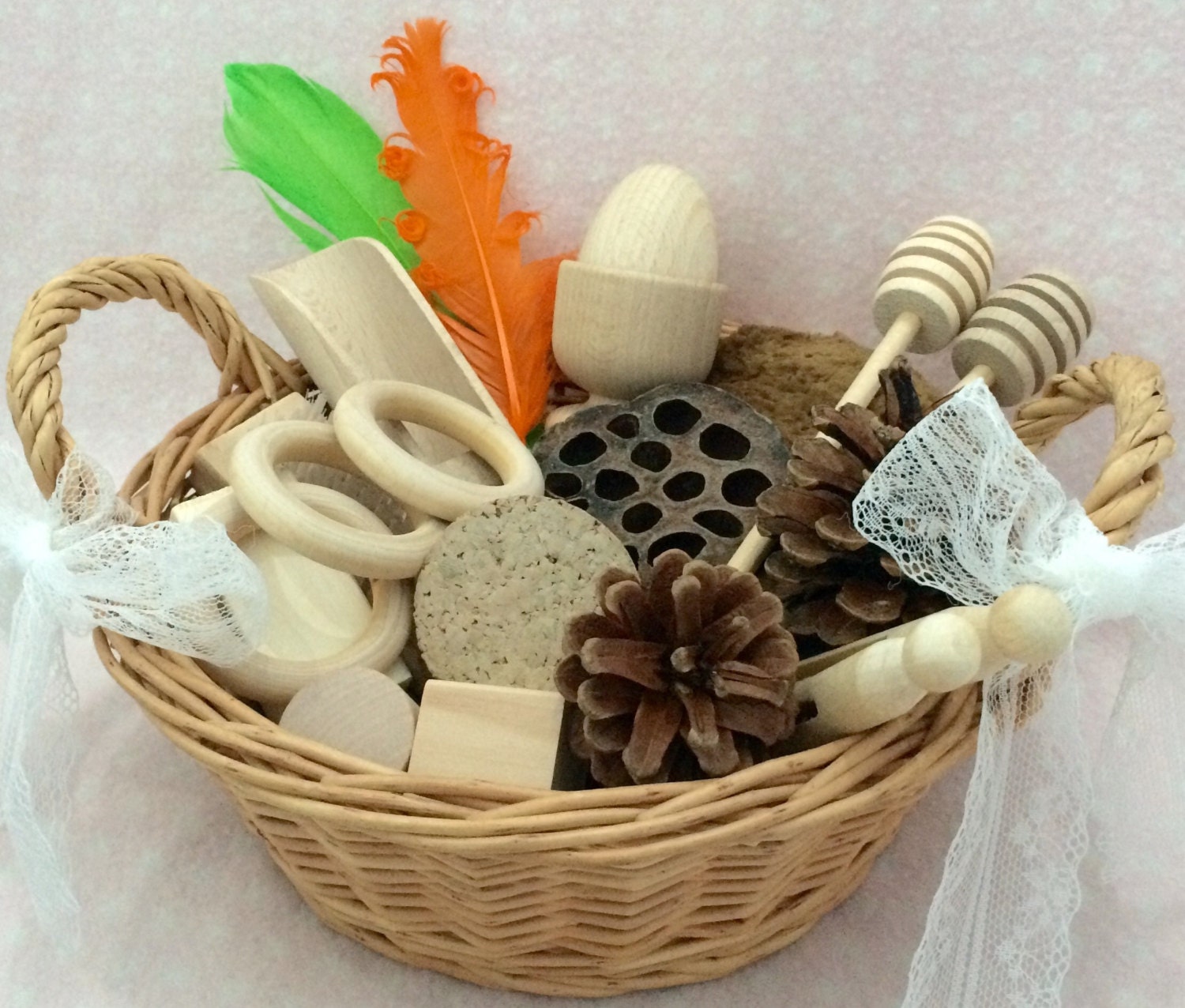 Treasure Basket Wooden Toy Sensory Play Baby by TreasureToys