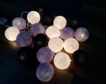 20 White Grey Black Cotton Ball fairy lights string lantern lamps Patio Light String bedroom fairy lights home garden yard patio decor