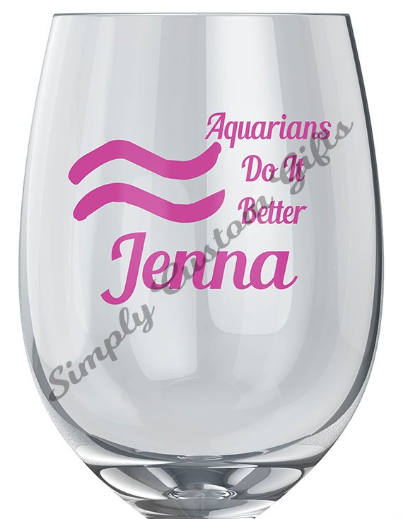 Personalized Aquarius Sign Zodiac Wine Glass