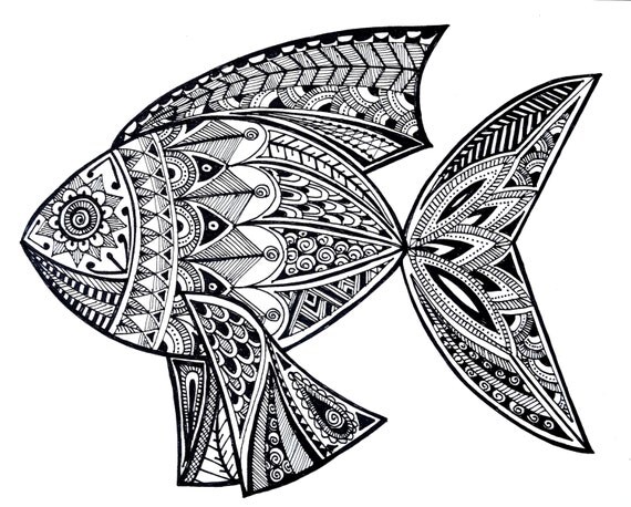 Zentangle inspired Fish Clip Art by SecretCreatures on Etsy