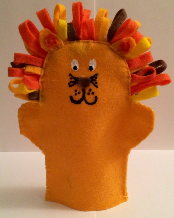 Items similar to Handmade Felt Lion Hand Puppet on Etsy