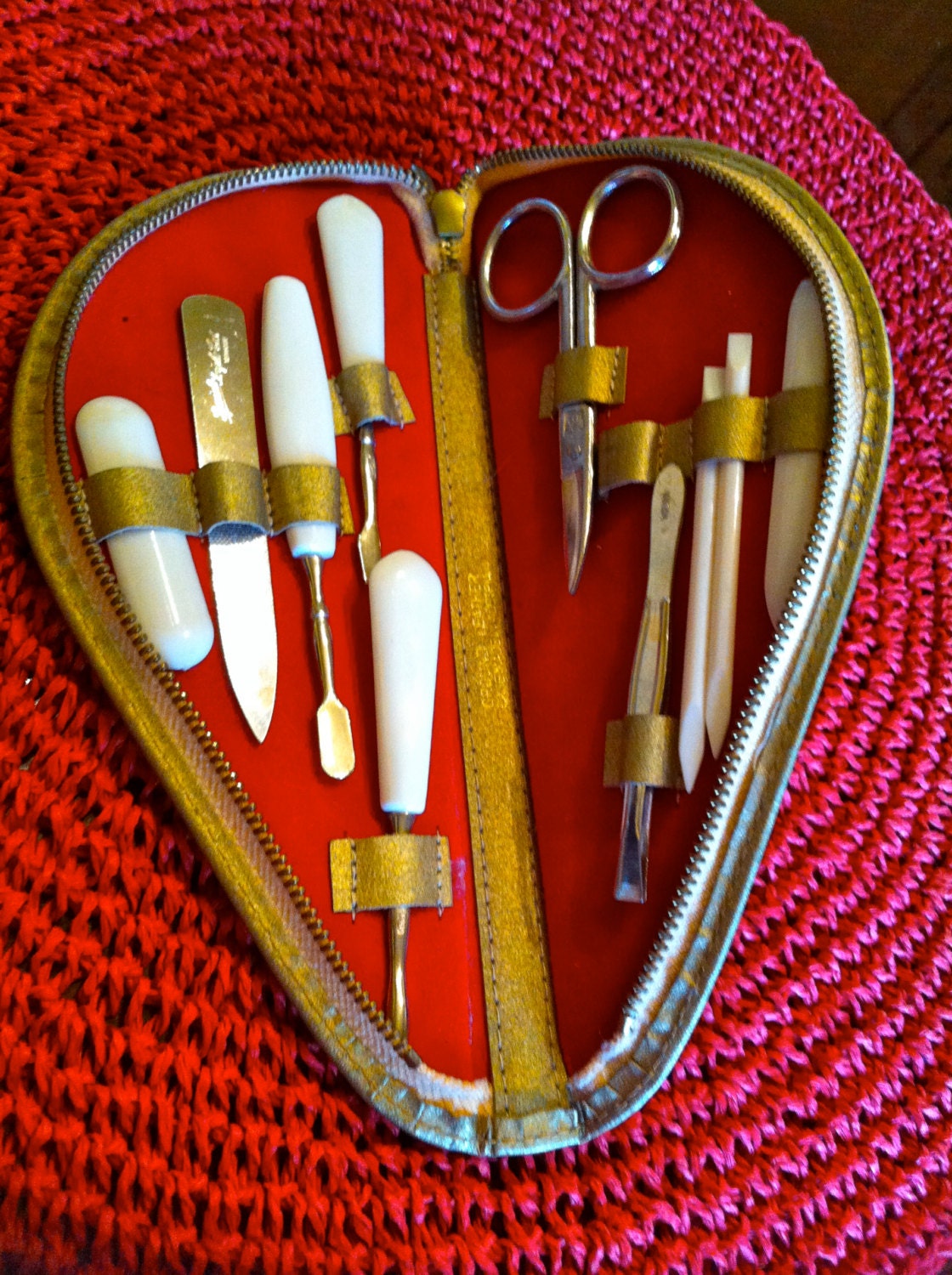 Vintage Leather Rose 10 Piece Manicure Set Made in Austria Haute Juice