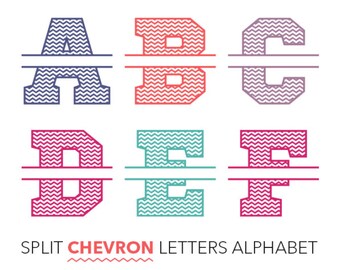 Split Chevron Letters Alphabet (Ai, EPS, SVG, DXF, Studio) Personal Monogram Letters, Cut files for Silhouette Studio, Cutting Machines
