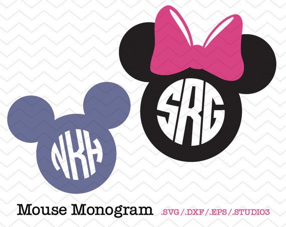 Download Mouse Ears Personalized Circle Monogram SVG DXF EPS