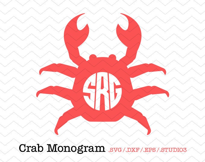 Download Crab Circle Monogram SVG DXF EPS Studio3 Nautical Cut