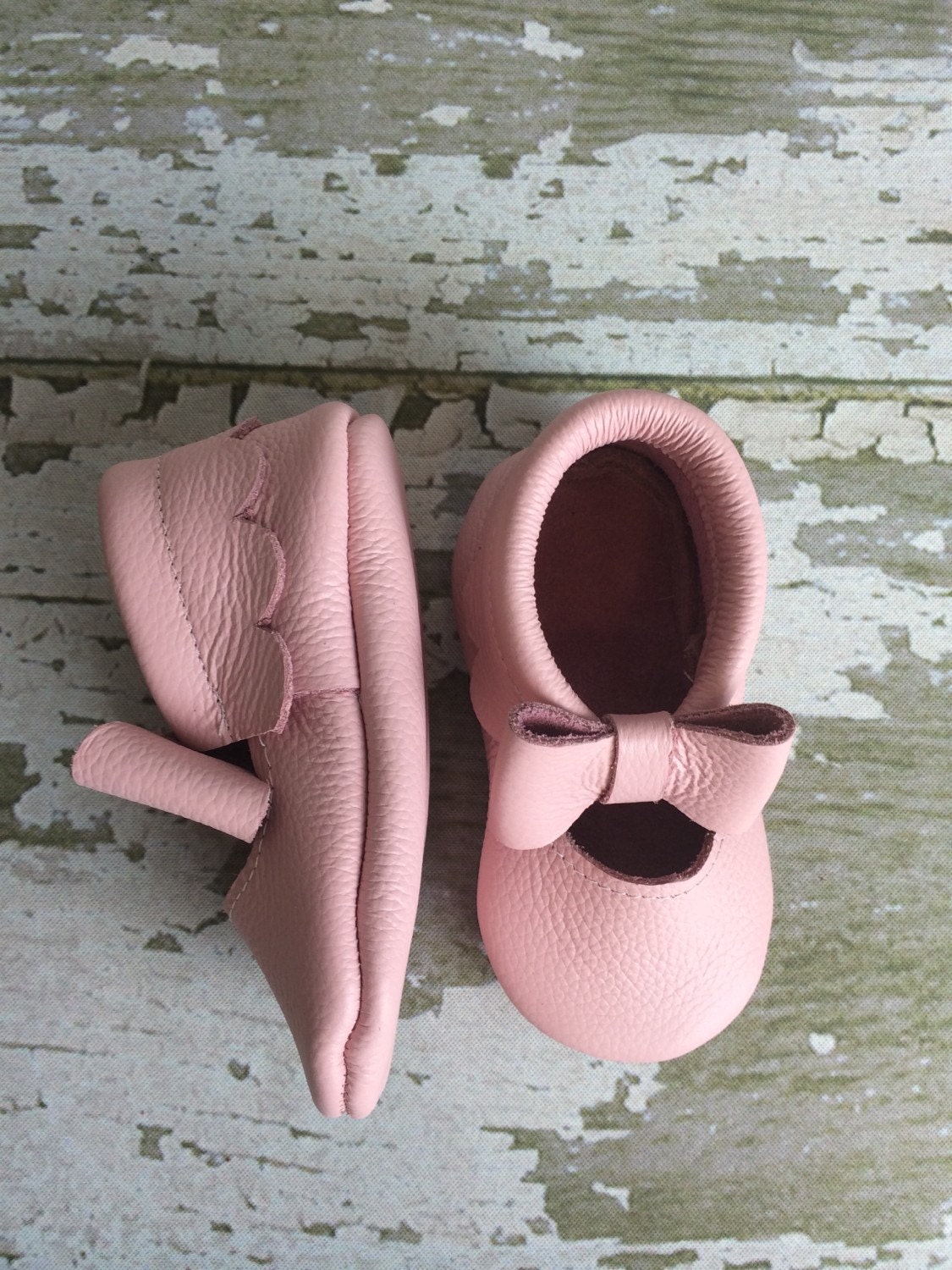 Pink Leather Baby Moccasins Mary Janes with by WanderingSolesMoccs