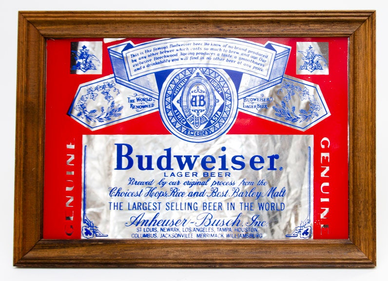 Vintage Budweiser Mirror Vintage Bar Sign Beer by lloydstreasures