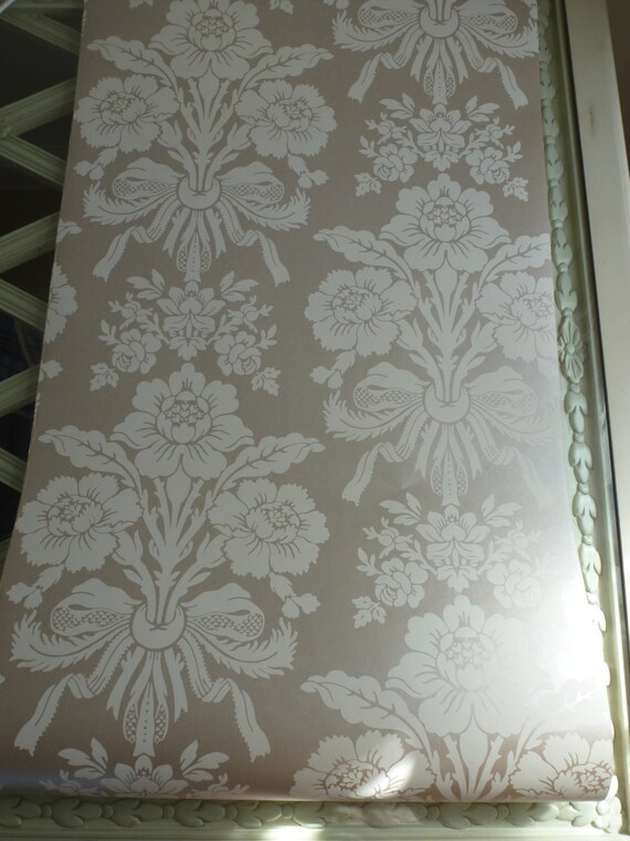Items similar to Laura Ashley Tatton truffle off white damask wallpaper