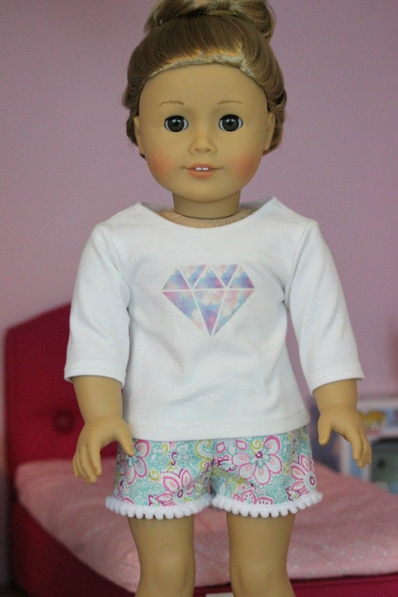 Tie Die Diamond Graphic Tee for American Girl or 18 inch dolls