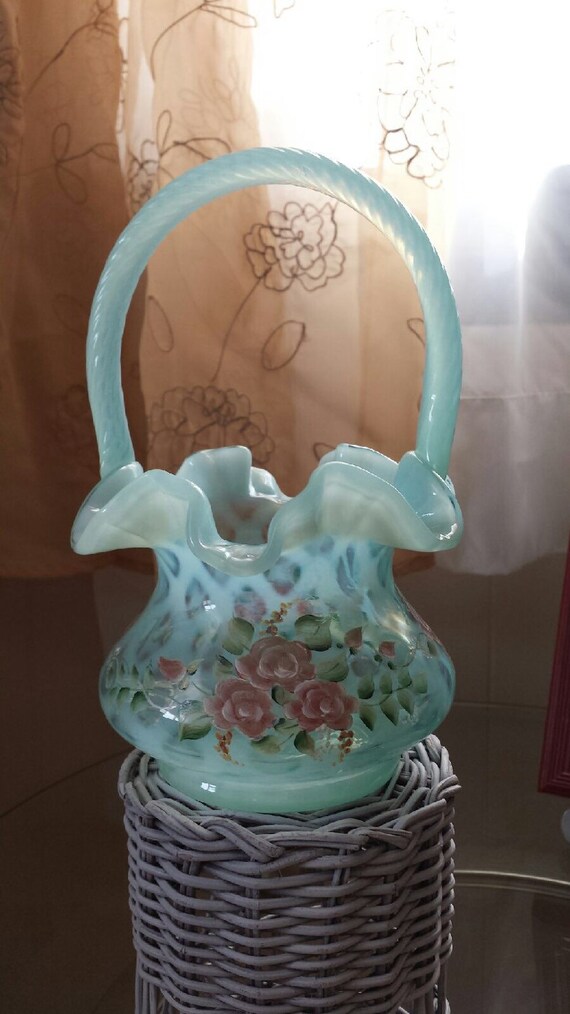 Fenton Basket Mint Green Mix of Clear and by OutofMyTreeStacey