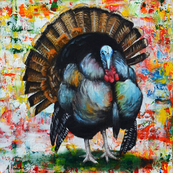 Turkey painting art original canvas wall art by hexarte on Etsy