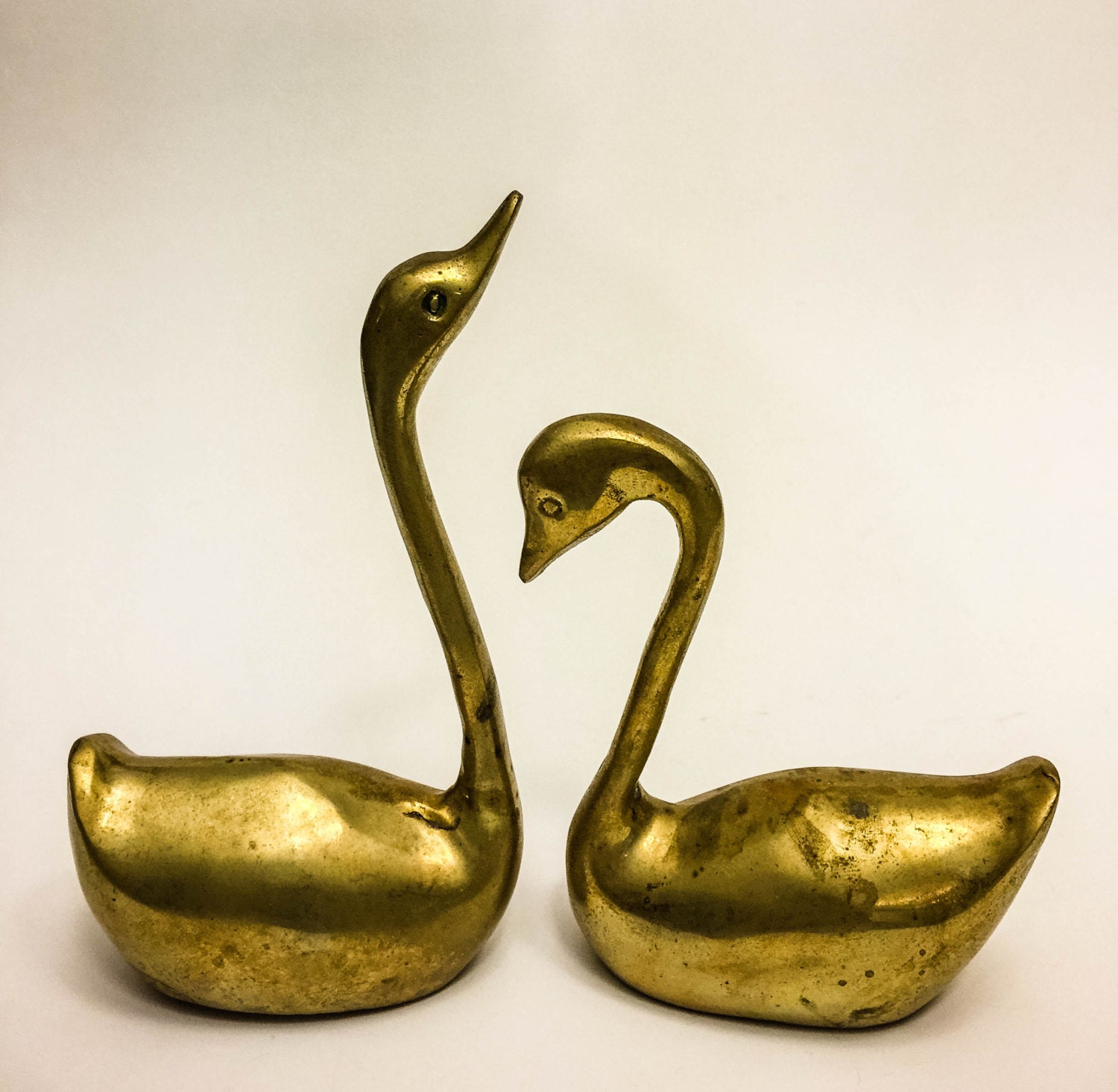 Vintage Set of Brass Swan Figurines Mid by PickingPittsburgh