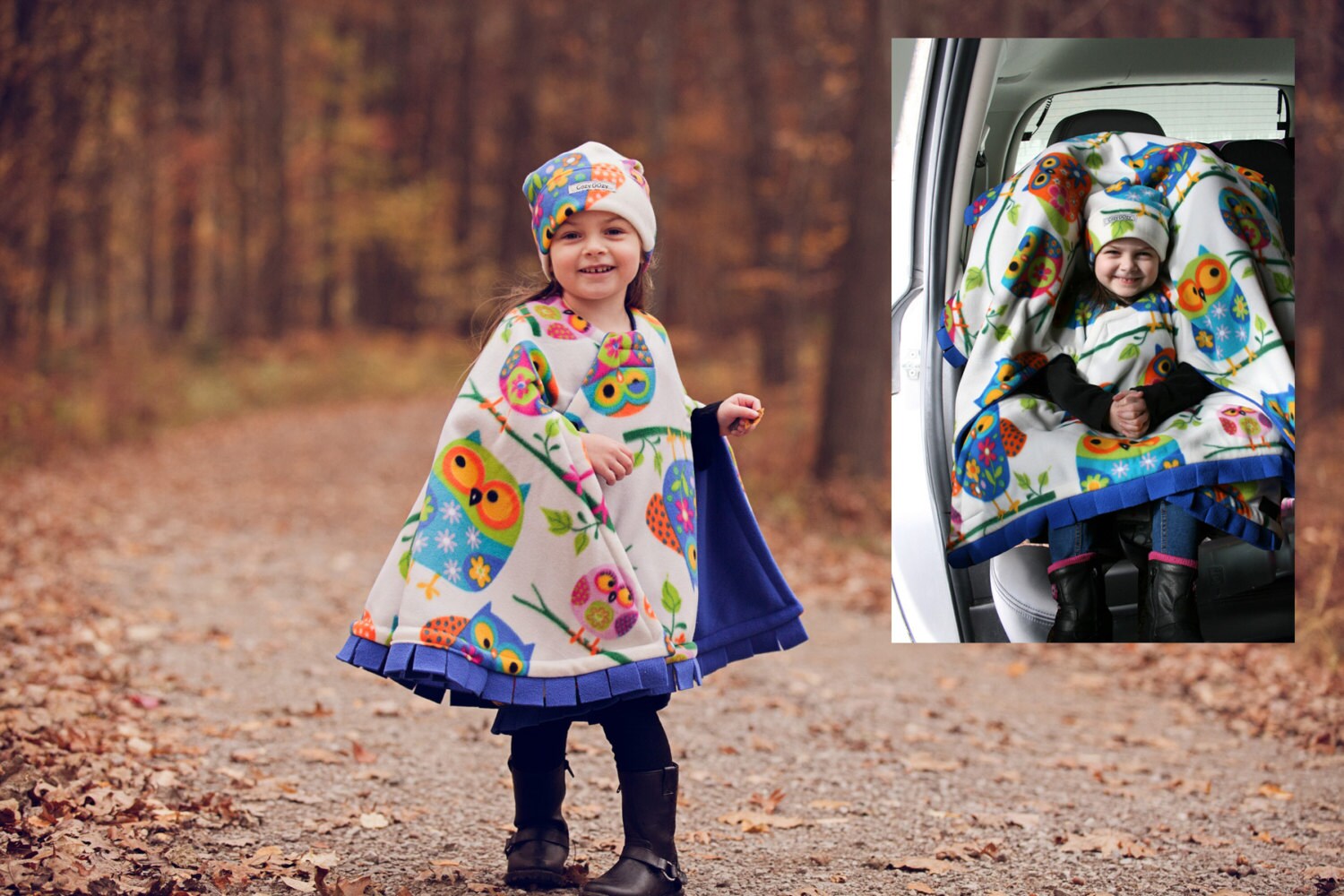 ON SALE Owl Cozy Gozy Travel Capes are warm winter fleece car seat