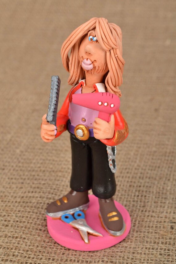 Ceramic statuette Hair Stylist by SouvenirRiver on Etsy