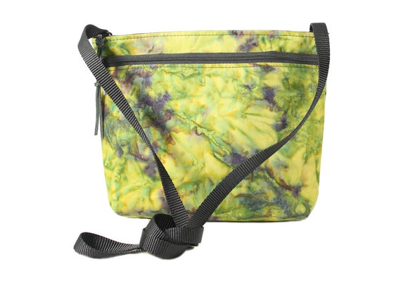 Small Crossbody Travel Bag - Batik Chartreuse Green - Sale Priced