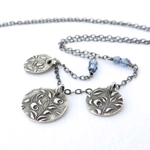 Sapphire Necklace Tiny Silver Necklace Simple by JenniferCasady