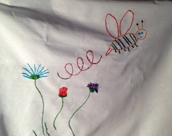 Hand Embroidered Flour sack Tea Towel 100% cotton â€¦.One Busy Bee and ...