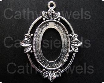 Antique Silver Finish Oak Leaf Settings 25x18 Set Of Six