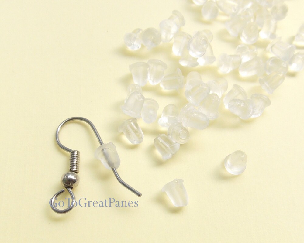 288 Soft SMALL Clear Plastic Earring Backs plastic stops