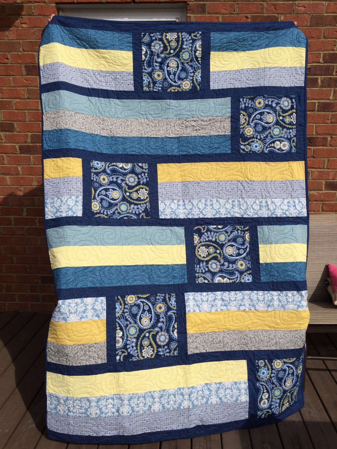 Pin by Quiltprincess on Quilts from etsy Blue yellow grey, Quilts, Twin quilt
