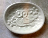 Owl White Trinket Dish Tea Bag Holder Jewelry Dish Soap Dish Owl Home Decor Gift