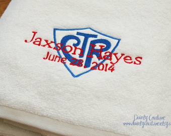 CTR Baptism Towel - Red and Blue - LDS gift - Personalized Towel