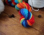 Handspun Yarn, Hand Dyed Alpaca/Merino Wool Yarn, Light Worsted Weight Handspun -  Rainbow