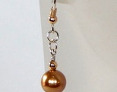 Gold Crystal Pearl Earrings Bright Gold Crystal Pearls Swarovski Pearls Dangle Bridesmaid Gift Handmade Artisan Jewelry Great Gifts
