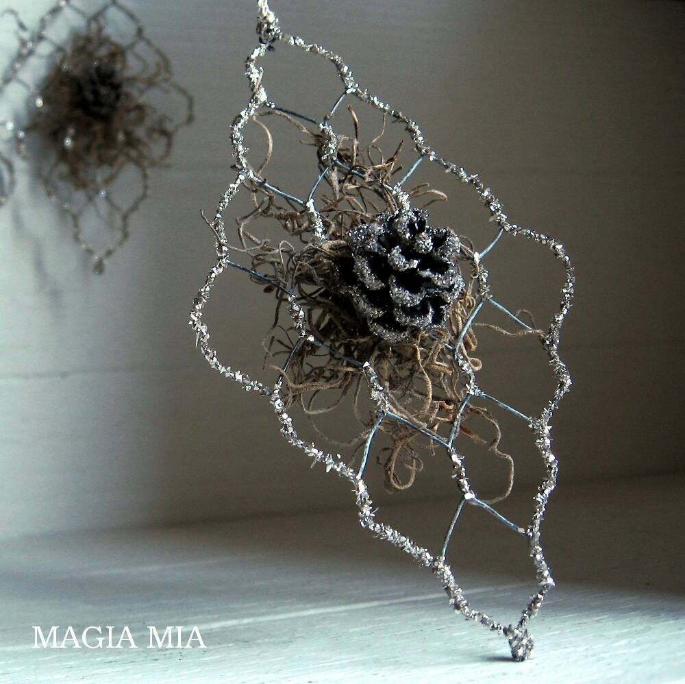 chicken wire german glass glitter ornaments 3 silver by chicken wire german glass glitter ornaments 3 silver by