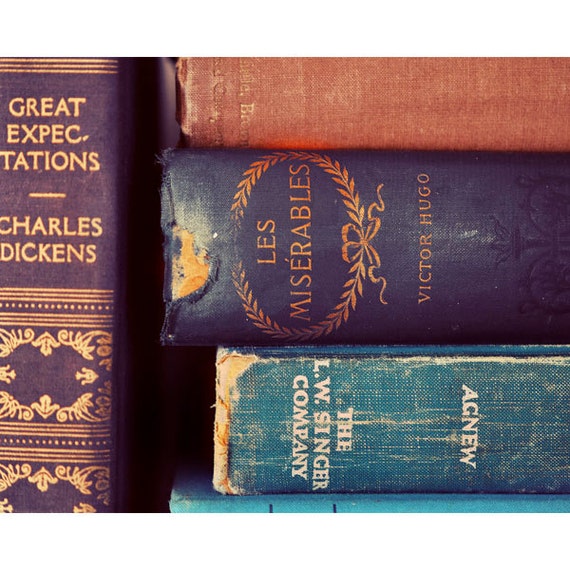 Items similar to Still Life Photography, Vintage Books Photo, Home