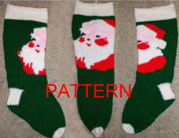 Santa Face Knit Christmas Stocking Pattern NEW FOR 2014