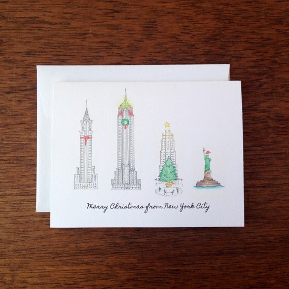 Items similar to New York City Holiday Greeting Card or Notecard Set on