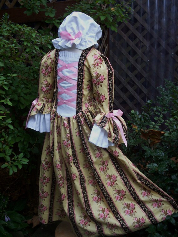 Girls Colonial Dress with double flounce at by AshleysAttic