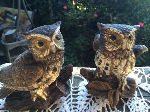 Pair of Vintage Home Interior Owls by thecherrychic on Etsy