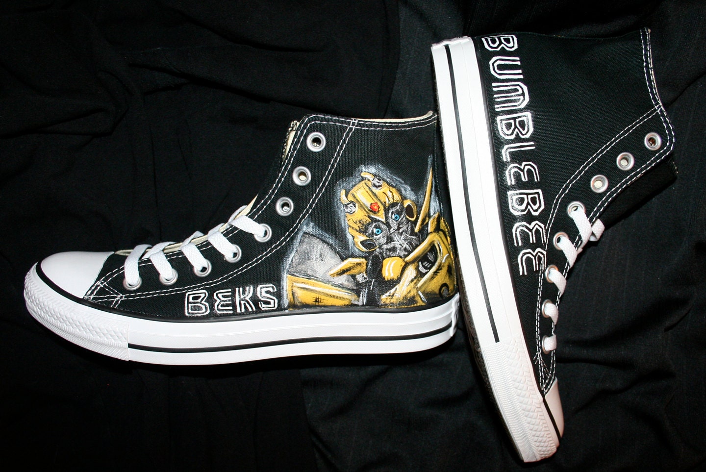 Custom Converse High Top Shoes Transformers Bumblebee Inspired