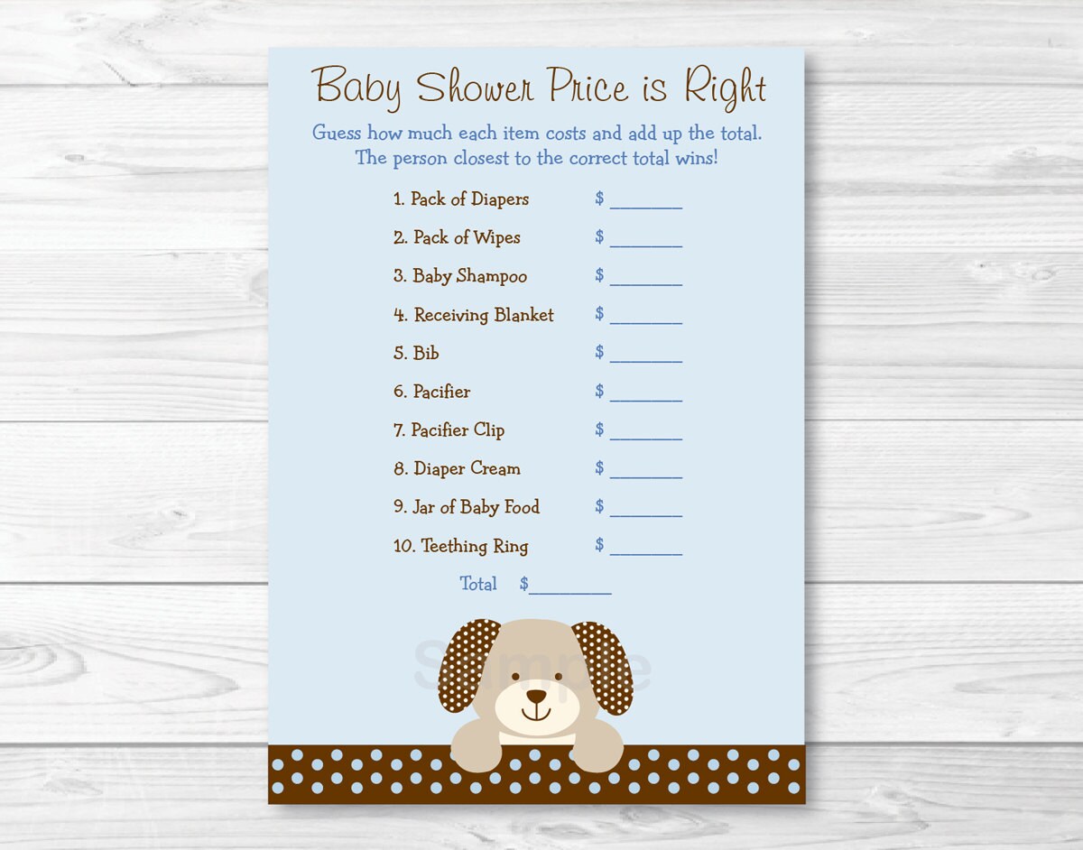 Puppy Dog Price is Right Baby Shower Game / Puppy Baby Shower