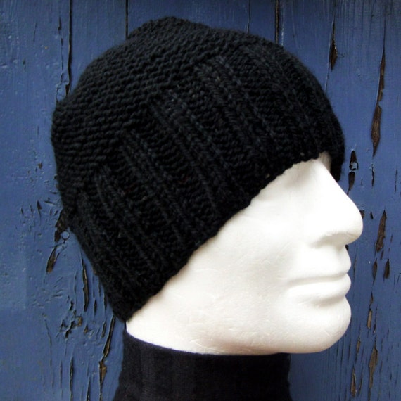 KNITTING PATTERN Mans Simple Beanie Pattern / Knit Straight/ Mans Easy Knit B...
