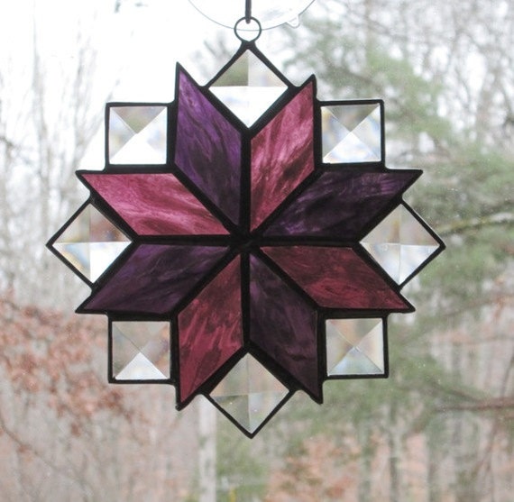 Stained Glass Suncatcher Quilt Pattern 8 Point Star in