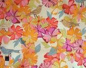 Valori Wells LVW04 Jenaveve  Floral Birds Garden Fresh LINEN Blend Fabric 1 Yd