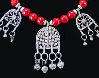 Vintage Yemenite Bawsani Pendants w/Red Coral
