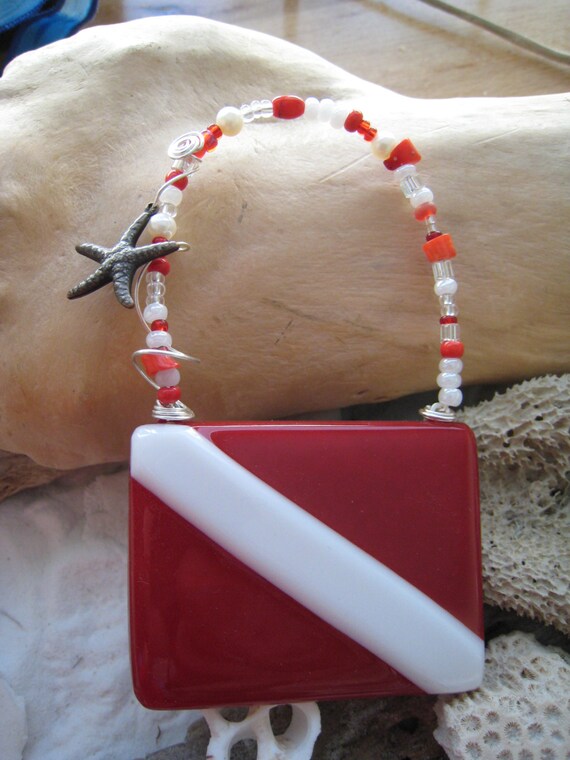 Items similar to SCUBA Dive Flag ORNAMENT with star fish charm Fused