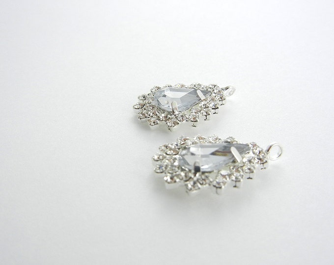 Pair of Small Teardrop Crystal Drop Charms