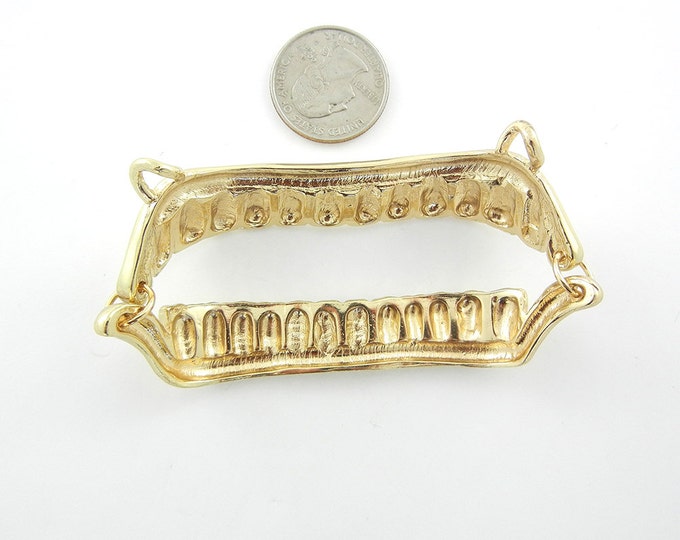 Large Gold-tone Teeth Double Link Pendant