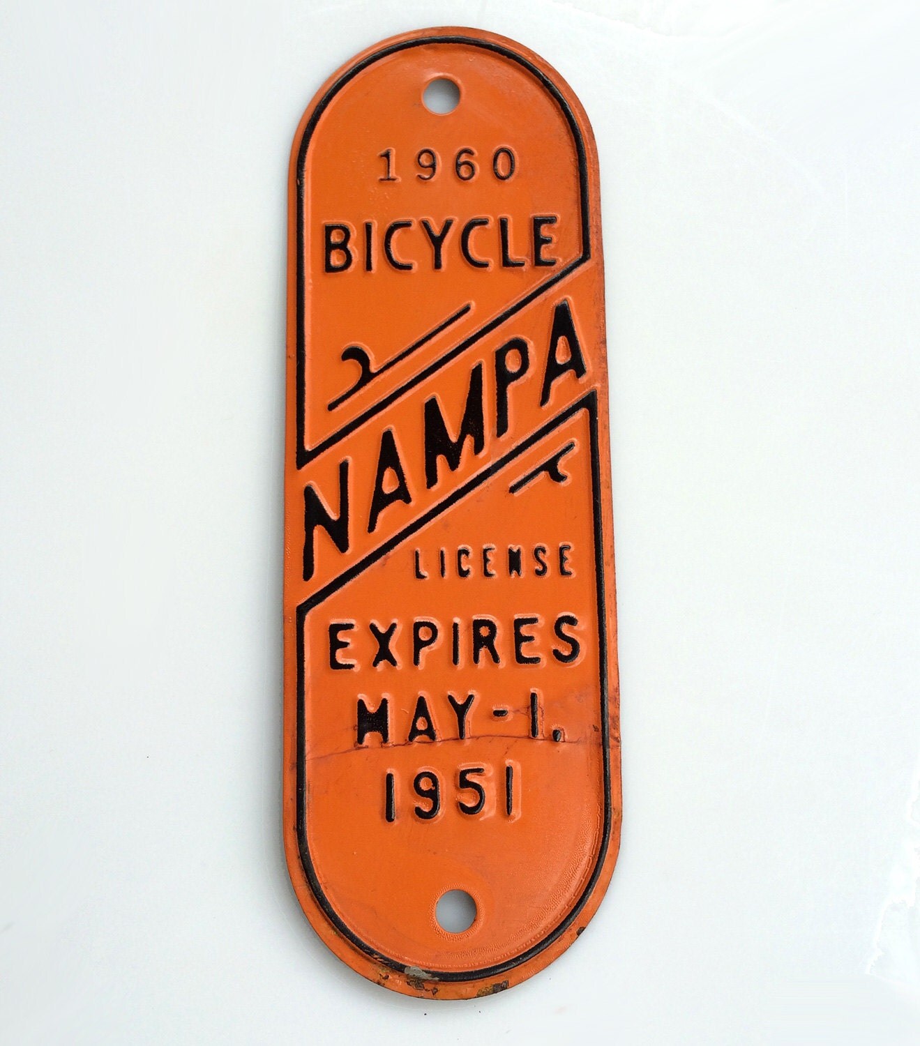 NOS Vintage 1950's Tin BICYCLE License Plate by AriesgirlVintage