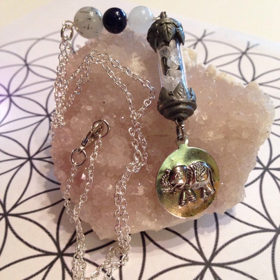 Elephant quartz talisman pendant necklace by jammerdesignz