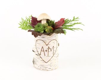 Personalized birch bark vase with free engraving, Medium