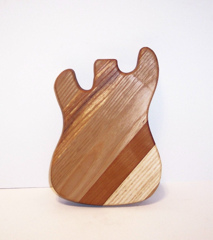 Mini Guitar Cutting Board Handcrafted from Mixed Hardwoods